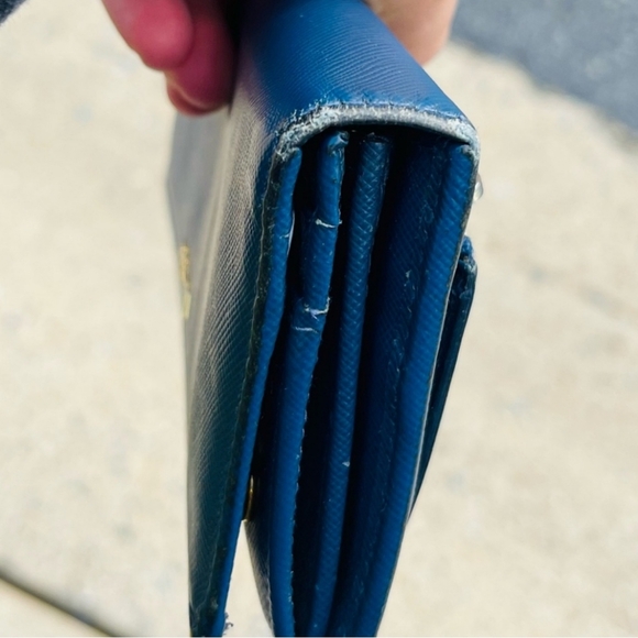 Prada Deep Blue Saffiano Leather Long Slim Double Snap Wallet … - Picture 6 of 7